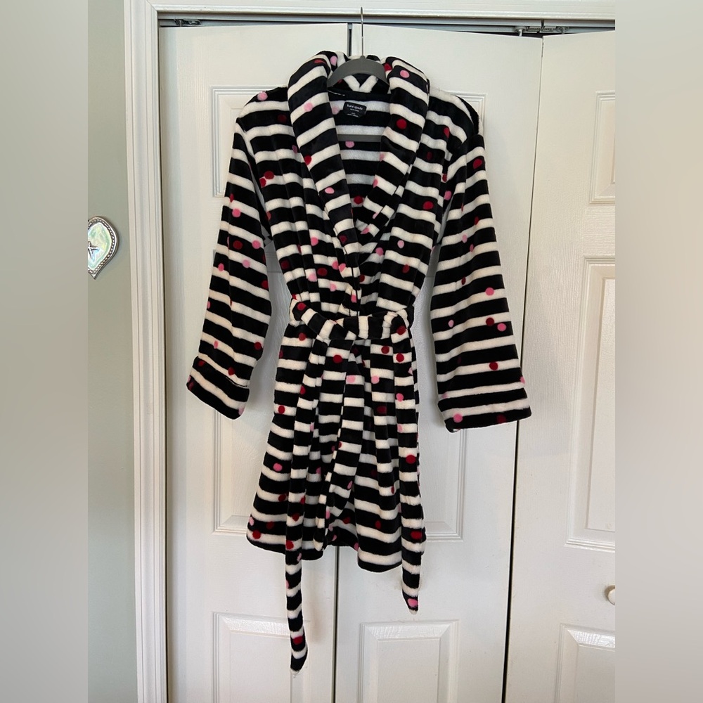 Kate Spade Black and White Striped Robe